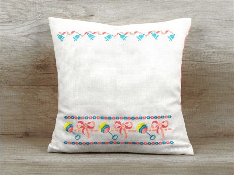 Baby Birth Stats Embroidered PILLOW COVER Pink Personalized - Etsy