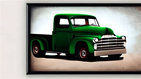 Dark Green Classic Truck Vintage Retro Style Antique · Creative Fabrica