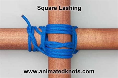 Animation: Square Lashing Technique (Scouting) for tying round wood to ...