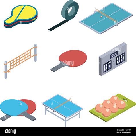 Table Tennis Game Equipment Collection Set Vector Stock Vector Image ...