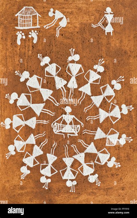 Warli painting tribal art, Thane, Maharashtra, India, Asia, Asian ...