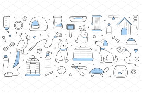 Doodle background pets and animals | Animal Illustrations ~ Creative Market