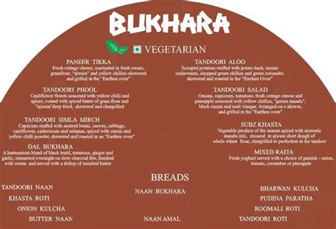 Bukhara - ITC Maurya Menu, Menu for Bukhara - ITC Maurya, Chanakyapuri ...