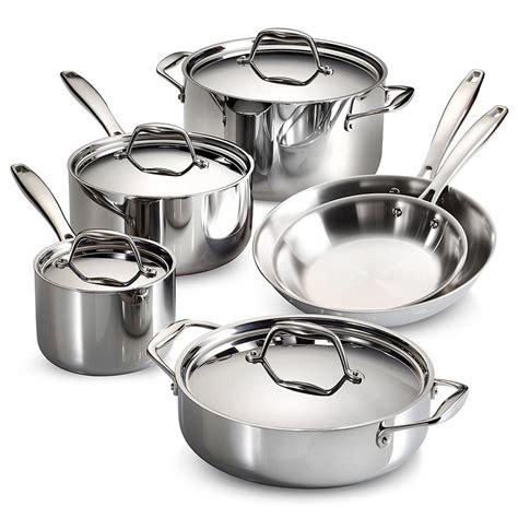 Tramontina Gourmet Tri-Ply Clad 10-Piece Stainless Steel Cookware Set ...