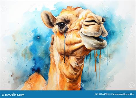 Watercolor Camel Watercolor Realistic Camel Desert Stock Illustration ...