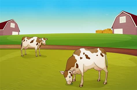 Two cows in the farm 368678 Vector Art at Vecteezy