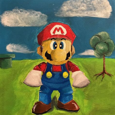 My oil painting “Mario 64” on a 16x20 canvas. Sold this one a few years ...