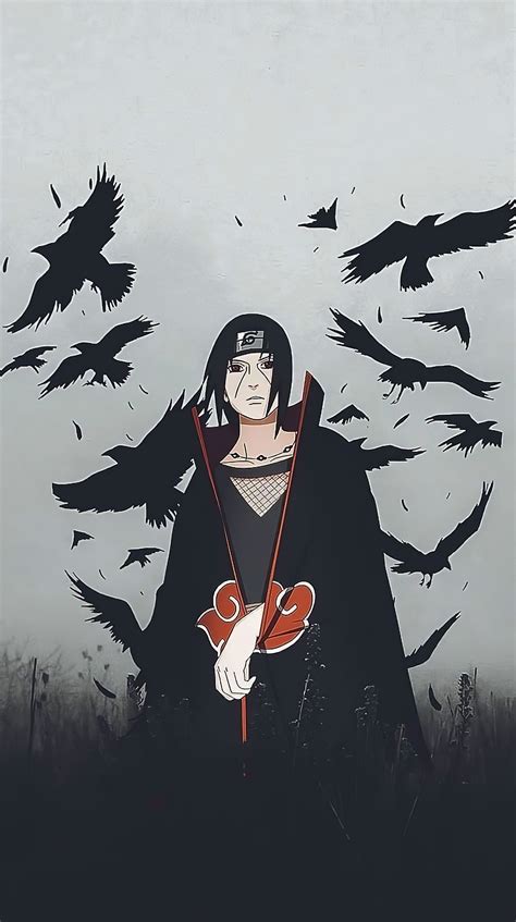 Itachi Uchiha Grey Crows 4K Vertical Wallpaper | Itachi mangekyou ...