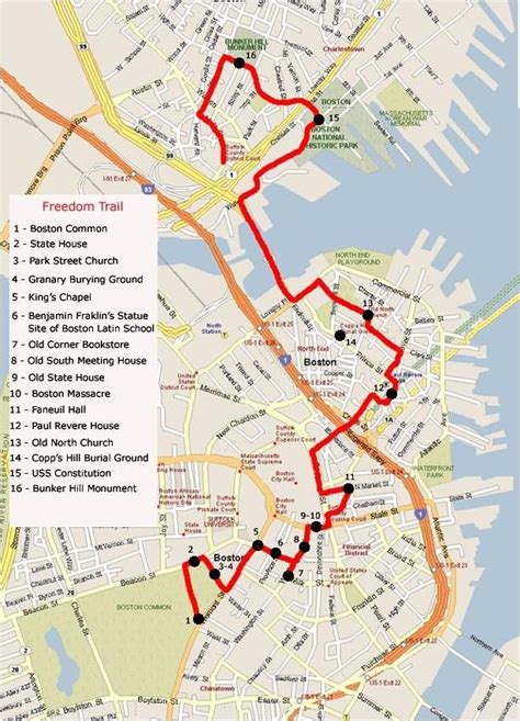 Boston Freedom Trail Map | Travel | Pinterest | Freedom trail, Trail ...