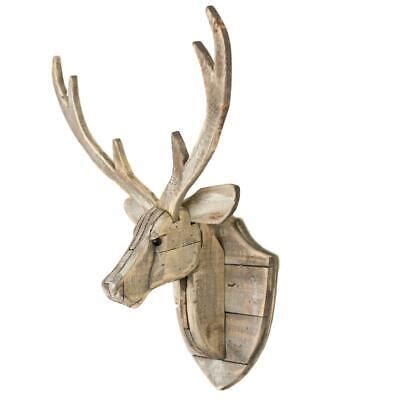 Recycled Wood Deer Head Wall Sculpture Woodland Plaque Rustic Cottage ...