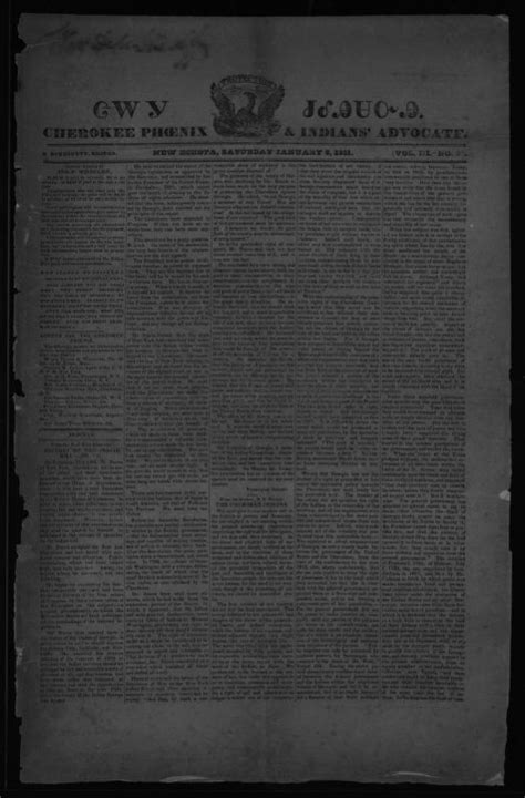 Cherokee phoenix, and Indians' advocate (New Echota [Ga.]), January 8 ...