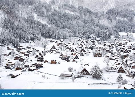 Historic Village of Shirakawago in Winter Stock Image - Image of scene ...