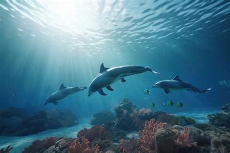 Premium Photo | Wild dolphin family enjoying their natural habitat on ...