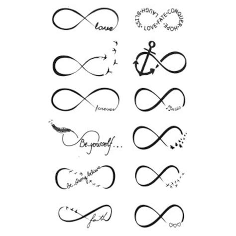 Sheet of Realistic Infinity Symbol Temporary Transfer Tattoos With Love ...