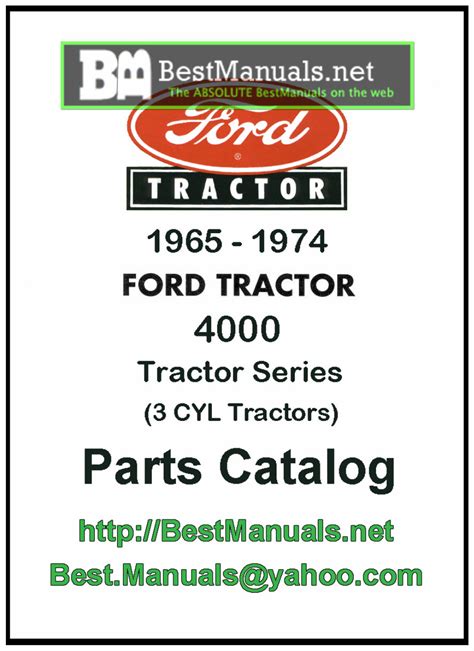 FORD 4000 3 CYLINDER Tractor ILLUSTRATED Parts LIST Manual