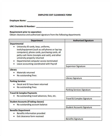 FREE 4+ Exit Clearance Forms in PDF