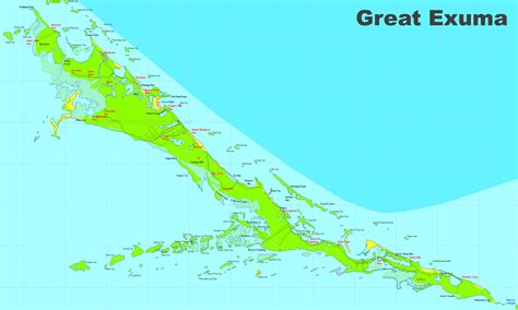 Large detailed map of Exuma