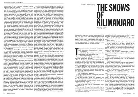 The Snows of Kilimanjaro | Esquire | OCTOBER 1973