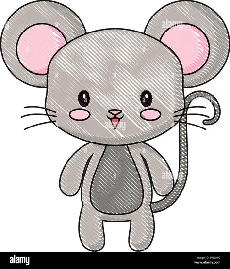 cute mouse animal baby drawing cartoon vector illustration Stock Vector ...