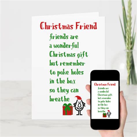 Christmas Friend, A Funny Merry Christmas Poem Card | Zazzle