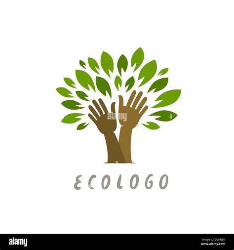 Healing hands tree. Nature, organic icon. Environment concept vector ...