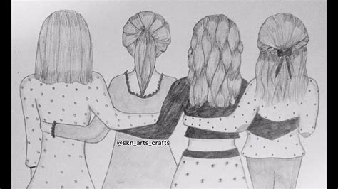 Four Friends Together Drawing