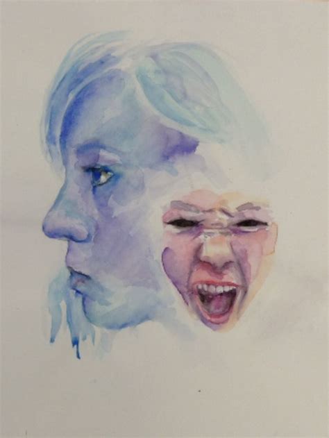 Watercolour portait - hiding emotions | Contrast art, Emotional art ...