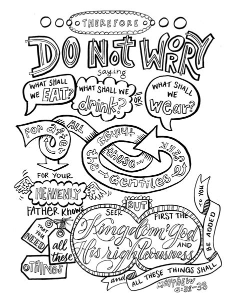 Coloring Page Bible Verse DO NOT WORRY Printable Download Matthew 6:31 ...