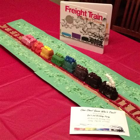 Freight Train Cake (based on book by Donald Crews). White cake w food ...