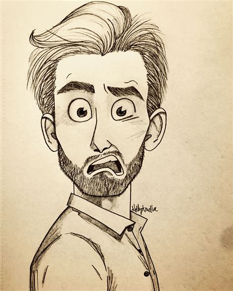 Man Pencil Sketch Boy Cartoon Illustration Drawing Face Hair Eyes Male ...