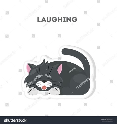 Laughing Cat Sticker Isolated Cute Emoji Stock Vector (Royalty Free ...