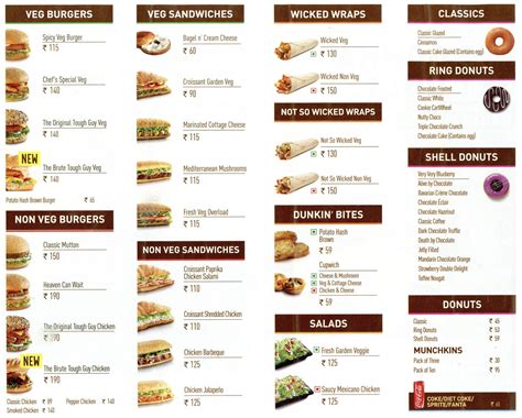 Menu of Dunkin' Donuts, Connaught Place (CP), Central Delhi, Delhi NCR ...