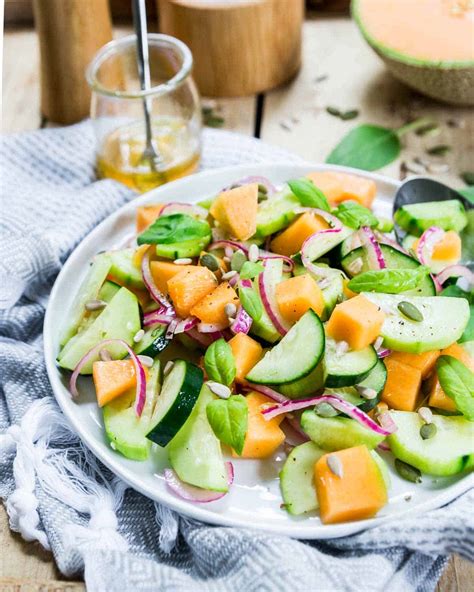 Cucumber Melon Salad - Summer Cucumber Salad with Cantaloupe