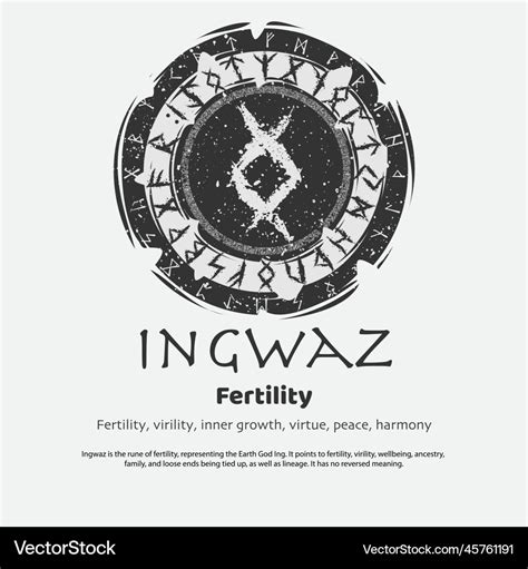 Viking ingwaz rune dark circle shield Royalty Free Vector