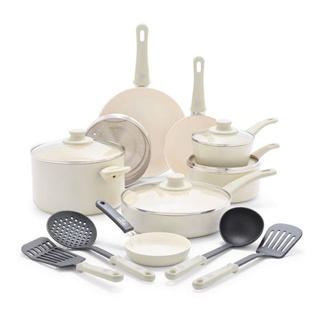 GreenLife Soft Grip Healthy Ceramic Nonstick 16 Piece Kitchen Cookware ...