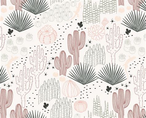 Boho Cactus Wallpaper / Catus Wallpaper / Boho Desert - Etsy Australia