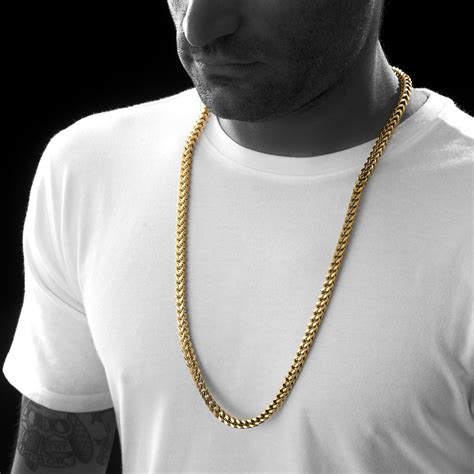 Gold Stainless Steel Franco Cuban Box Chain Necklace – SpicyIce