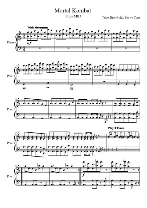 Mortal Kombat - Main Theme Sheet music for Piano (Solo) | Musescore.com