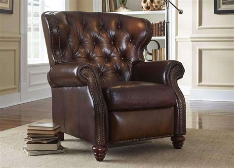 Arthur Chesterfield Tufted Wingback Leather Recliner Chair