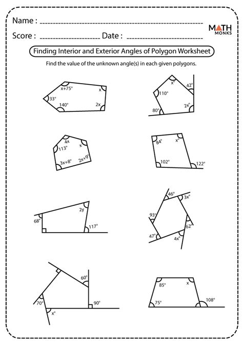 Angles in Polygons Worksheets - Math Monks