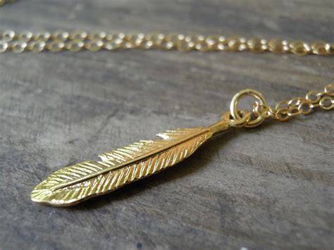 Feather Jewelry LONG Gold Necklace Gold Feather Necklace | Etsy