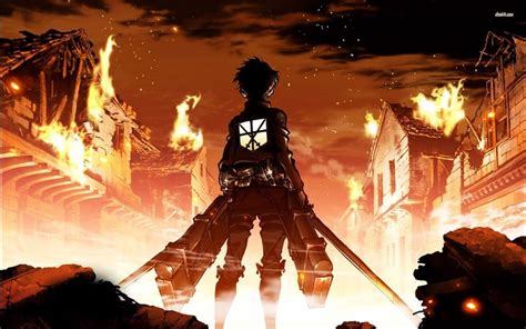 Eren Amidst Flames - Attack on Titan HD Wallpaper