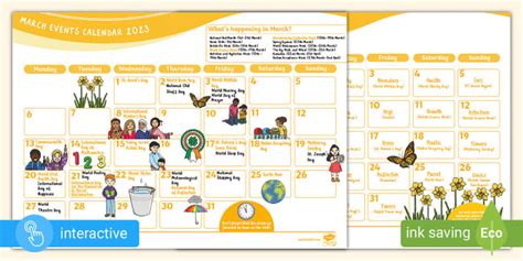 March Event Calendar and Play-Along Pack 2023 (teacher made)