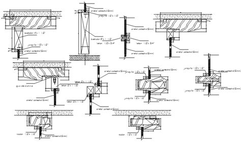 Door frame sections and installation drawing details dwg file - Cadbull