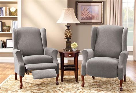 Stretch Pique Two Piece Wing Recliner Slipcover | SureFit