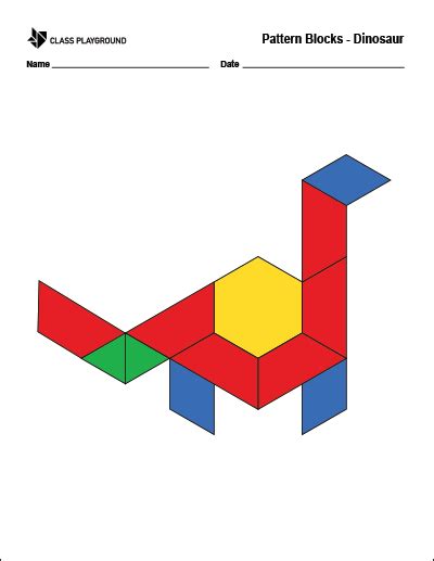 Printable Pattern Blocks Dinosaur - Class Playground