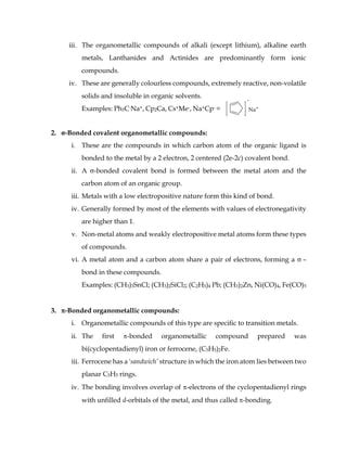 Organometallic Compounds_Notes.pdf sem 4 | PDF