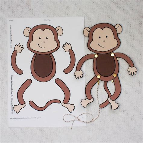 Articulated Easy Monkey Paper Puppet with Templates | Fun DIY Craft