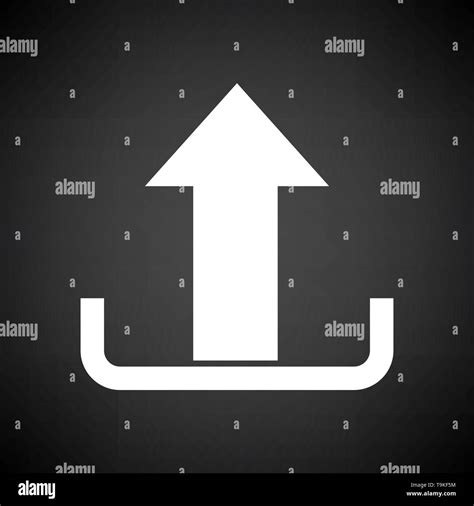 Upload Icon. White on Black Background. Vector Illustration Stock ...