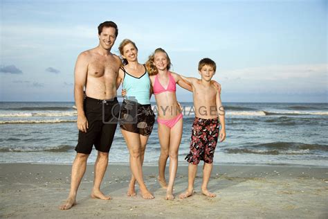 Happy smiling family on beach. by iofoto Vectors & Illustrations with ...